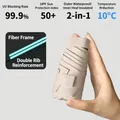Ultra-light beige six-fold capsule sun umbrella with UPF 50+ rating and UV protection - Sku2_milk Tea Apricot [portable Card + Heat Insulation & Cooling + Upf60+] / With Cloth Sleeve
