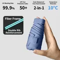 Portable ultra-light blue capsule sun umbrella with UV protection and fiber frame - Sku7_smoky Blue [portable Card + Heat Insulation And Cooling + Upf60+] / With Cloth Sleeve