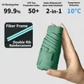 Portable mini green 6-fold capsule umbrella with UPF 50 plus UV protection and fiber frame - Sku8_dark Jade Green [portable Card + Heat Insulation And Cooling + Upf60+] / With Cloth Sleeve