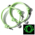 Pair of green luminous woven rope bracelets with magnetic mountain and sea charms - Green With Tail Cap And Pendant