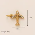 Gold-plated stainless steel airplane pendant with sparkly rhinestones for DIY jewelry - Airplane / Gold