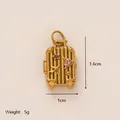 Elegant gold stainless steel suitcase pendant featuring heart stone and airplane charm - Luggage / Gold