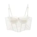 Reggiseno a corsetto in raso e pizzo bianco stile francese con l'effetto push-up - Top Bianco / Taglia S