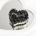 Elegant heart-shaped hair claw clip with sparkling black rhinestones for a luxury hair look - Round Diamond Black