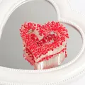 Elegant sparkling pink rhinestone heart-shaped hair claw clip for women's hairstyling. - Round Diamond Red