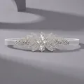 Silver rhinestone elastic headband with crystal floral snowflake design for party - Silver Versatile Headband For Banquets Hs-j6835s