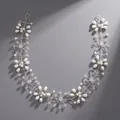 Elegant handmade bridal hair vine with delicate pearls and crystals for wedding hairstyles - 35cm x 2.5cm / Silver