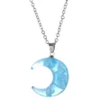 Beautiful crescent moon pendant necklace featuring a blue sky and white cloud design - Xl-hg09