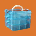 Scatola portaoggetti portatile blu a 3 strati con 18 scomparti per giocattoli e parti - Piccolo 3 Strati 18 Griglie / Blu