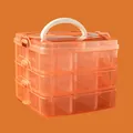 Scatola portaoggetti arancione a 3 strati con 18 scomparti e maniglia per giocattoli e attrezzi - Piccolo 3 Strati 18 Griglie / Arancione