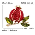 Broche grenade en émail rouge avec strass et feuilles vertes - Kc Gold - Feuille Vert Clair Diamant Rouge 3087-mx