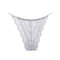 Elegant light purple full lace women's thong with delicate floral patterns and a small bow - Cloudy Purple / S