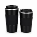 Dettaglio di due tazze da caffè termiche in acciaio inox nero su sfondo bianco - Gen 3 Nero (Con Custodia in Silicone)