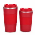 Due tazze da caffè termiche rosse in acciaio inossidabile di diverse dimensioni - Gen 3 Rosso (Con Custodia in Silicone)