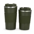 Due tazze da caffè in acciaio inox verde oliva con custodie in silicone isolate - Gen 3 Verde Scuro (Con Custodia in Silicone)