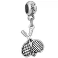 Vintage style silver tennis racket and ball charm bead for DIY charm bracelet jewelry - Tennis Racket (DIY Accessory)