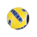 Yellow and blue volleyball charm bead with sparkling crystals for charm bracelets - Volleyball with Rhinestones (9)