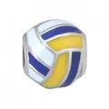 Vibrant blue yellow and white volleyball enamel charm bead for DIY charm bracelets - Volleyball (10)