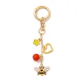 Porte-clés doré DIY avec pendentifs abeille, fleur et cœur pour sacs à main chic - Pendentif Abeille Cœur
