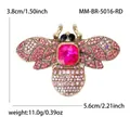 Fuchsia rhinestone bee brooch pin for clothing decoration with measurements, model BR5016 - Ancient Kc-rose Red Ab5016-rd