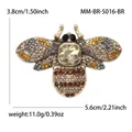Vintage-style colorful rhinestone bee brooch, 5.6cm length, elegant clothing accessory. - Ancient Kc-brown 5016-br