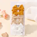 1.6 inch textured fabric bow hair clips for girls in yellow, beige and white colors - Ginger Beige Series (6M)