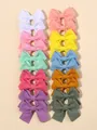 Set of 1.6 inch handmade waffle fabric bow hair clips for girls in various macaron colors - Color Ribbed Twenty (20J)