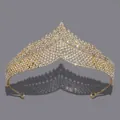 Elegant gold-finish alloy tiara encrusted with brilliant white rhinestones - Versatile Gold (TS-J3086G)