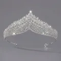 Elegant silver alloy rhinestone tiara crown for bridal party and pageant events - Versatile Silver (TS-J3086S)