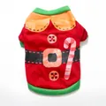 Festive red pet Christmas T-shirt with glittery candy cane and belt print detail - Red And Yellow Christmas