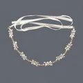 Elegante diadema floral de cristal con lazo blanco para novias y celebraciones - Diadema Con Flores Doradas Hs-j6226
