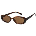 Trendy tortoise shell oval small frame sunglasses for a stylish retro fashion look - Leopard Brown