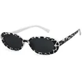 Fashionable retro oval sunglasses with cow print frames and sleek dark lenses design - Cow Pattern