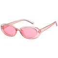 Trendy small oval sunglasses featuring a transparent pink frame and matching lenses - Transparent Pink