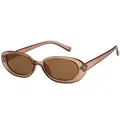 Retro small frame oval sunglasses with translucent brown finish for chic style - Champagne