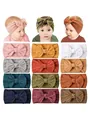 Lot de bandeaux élastiques larges pour bébé avec texture jacquard et grands nœuds colorés - Lot de 12 Assortis (Sans Carton)