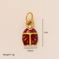 Pendentif coccinelle en acier inoxydable doré 18K et émail rouge, dimensions 1cm x 0,5cm. - Pendentif scarabée / Rouge