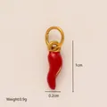 Petit pendentif piment rouge en acier inoxydable plaqué or 18 carats pour bijoux. - Pendentif Piment / Rouge