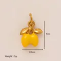 Pendentif fait main en forme de citron jaune en acier inoxydable plaqué or 18 carats - Pendentif Citron / 1cm x 0,9cm / Jaune