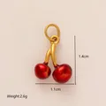 Pendentif cerise en acier inoxydable plaqué or 18K, taille 1,4x1,1 cm, poids 2,6 g - Pendentif Cerise / 1,4 cm x 1,1 cm / Rouge