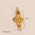 Pendentif champignon en acier inoxydable doré 18 carats avec cristaux de zircone - Pendentif Champignon / 1.3cm x 0.7cm / Or