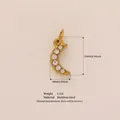 Pendentif croissant de lune en acier inoxydable plaqué or 18K avec incrustations cristal - Pendentif Lune / 10 mm x 5 mm / Or