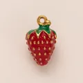 Pendentif fraise en acier inoxydable plaqué or 18 carats avec émail rouge - Pendentif fraise rouge uniquement (sans chaîne) / Or