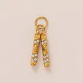 Pendentif double barre minimaliste en acier inoxydable plaqué or 18K avec cristaux - Style Fitness / Or