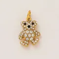 Pendentif ours en peluche étincelant avec pavé de cristaux en acier doré. - Style Ours / Or