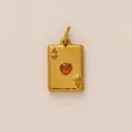 Pendentif As de Cœur en acier inoxydable plaqué or 18K avec pierre orange - Style Carte As De Cœur / Or