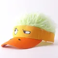 Funny yellow cartoon duck visor hat with green faux fur wig top for creative party look. - Funny Expression Light Green Wig - 2 / Adjustable