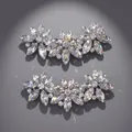 Eleganti clip per scarpe con fiori in strass argento fibbia decorativa per tacchi alti - Solette Per Scarpe Floreali Argentate (un Paio) Sc-j089s
