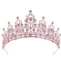 Sparkling pink crystal bridal tiara crown for girls wedding and birthday hair accessory - Silver and All Pink