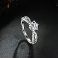 Elegant 1-carat round simulated moissanite ring with luxury split-shank pave setting. - Brilliant Stone Ring (J178) / Adjustable Open